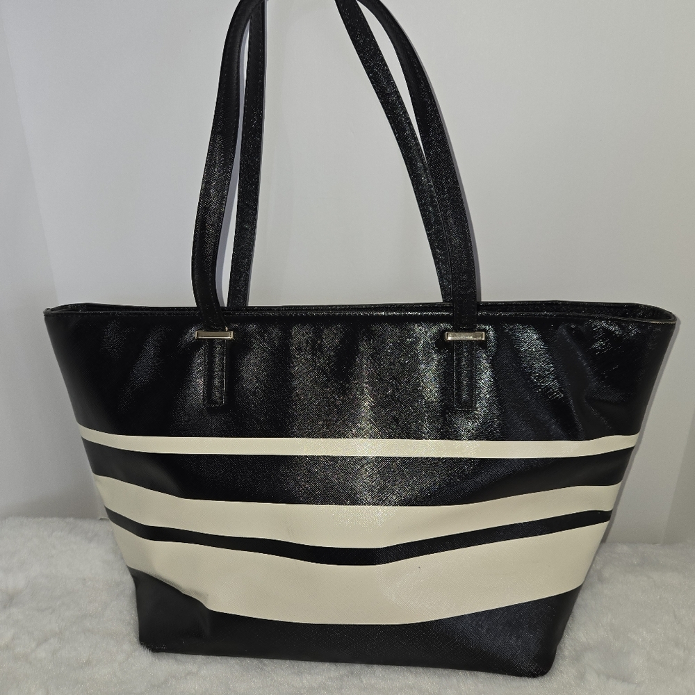 Kate Spade Black and Cream Striped Tote Bag - Picture 2 of 16